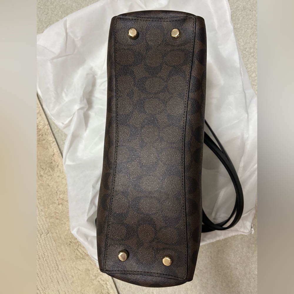 Coach Cammie Dark Brown Tote with Gold Accents W/ Card Case - Picture 9 of 16